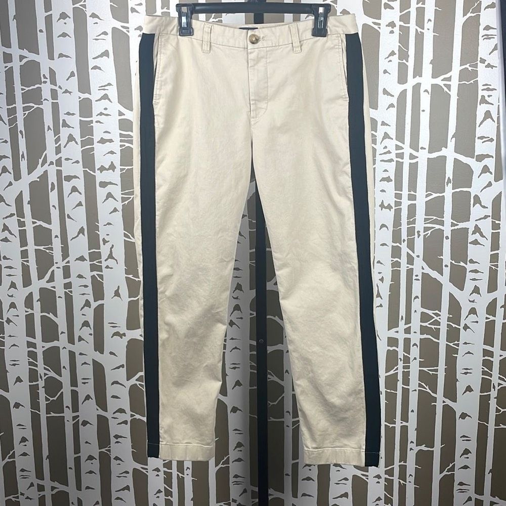 J. Crew High-Rise Girlfriend Chino Tuxedo Stripe Ankle Pant sz 10